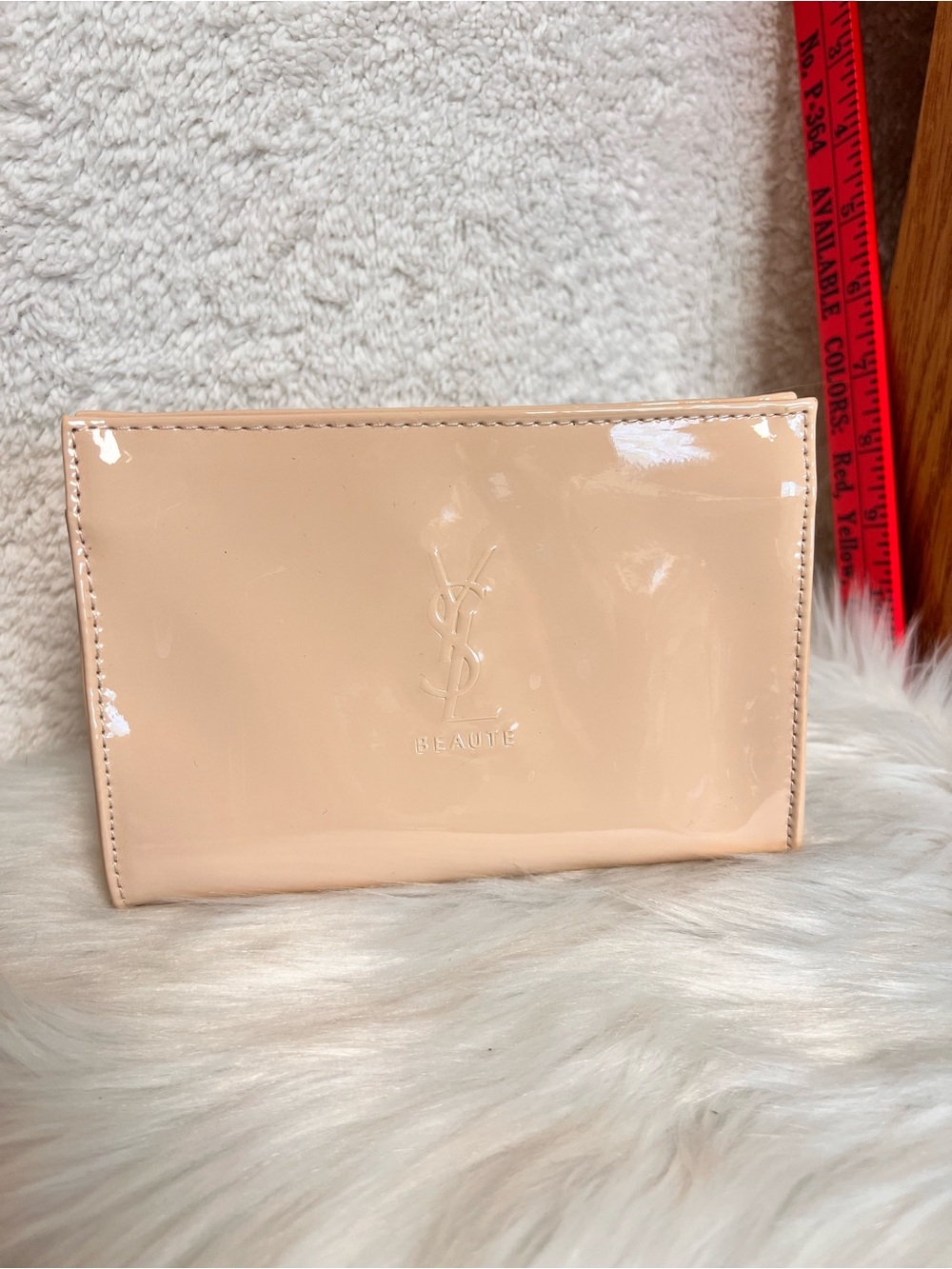 Yves Saint Laurent Patent Leather Cosmetic Pouch in Nude Blush